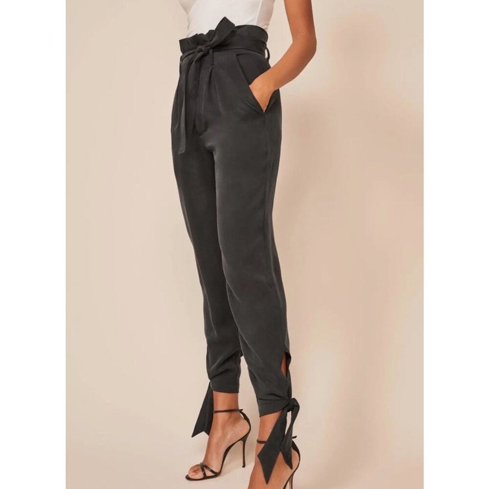 Reformation Avalon Ankle Tie Paperboy High Waisted Trouser Pants 2P *No Belt - Picture 3 of 14